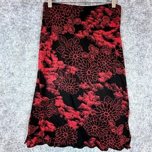 Vintage Glam A Line Skirt Womens Black Red Floral Romantic Goth 90s Moody Retro